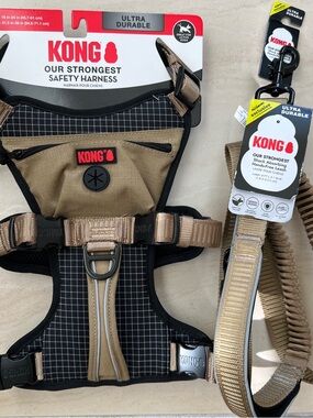 KONG Safety Dog Harness and Leash Bundle, Adjustable, Durable-MEDIUM